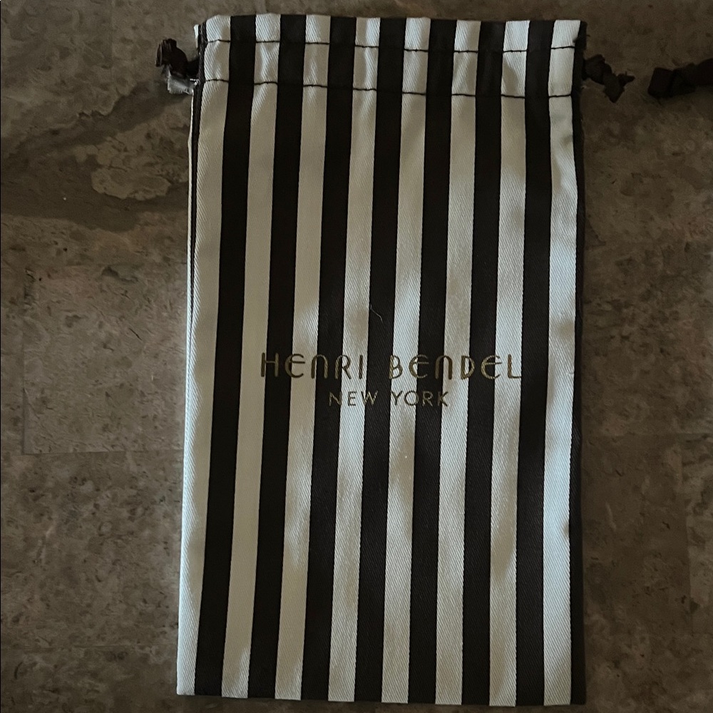 Henri Bendel Black and White Striped Toiletry Bag